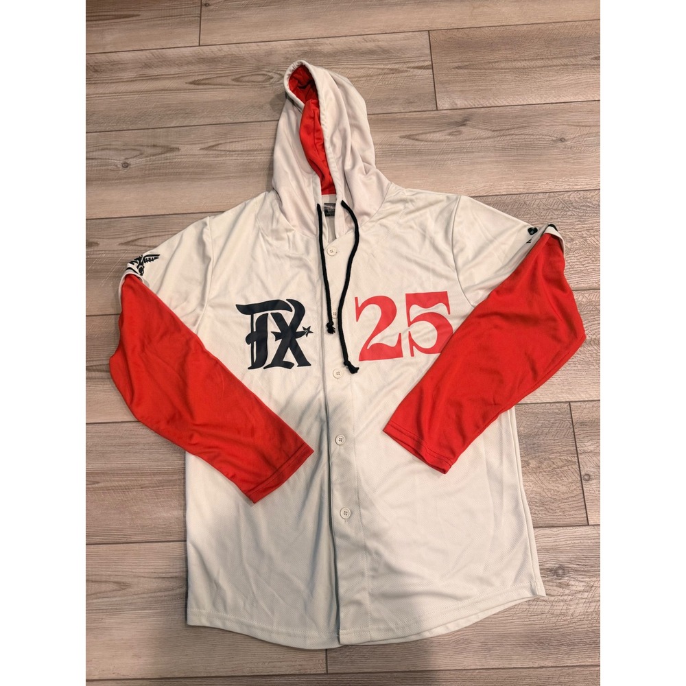 Texas Rangers Nolan Ryan #25 Hooded Baseball Jersey Mens Medium White Red Mesh